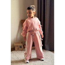 Miniğimin Cicileri Fiyonk Detaylı Şeritli Kız Çocuk takım - Pembe