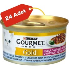 Gourmet Gold Okyanus Balığı ve Sebzeli Yetişkin Kedi Konservesi 24X85GR 24LÜ