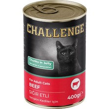 Challenge Sığır Etli Yetişkin Kedi Konservesi 400gr  Premium Kalite Düşük Tahıllı Tavuk Aromalı
