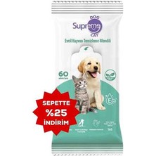 Supreme Yeşil Çaylı Kedi ve Köpek Temizleme Mendili 60 Adet