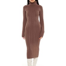 F21 Örgü Desenli Midi Triko Elbise