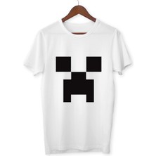 Mınecraft Çocuk Yetişkin Beyaz T-Shirt Unisex Çocuk Tişört