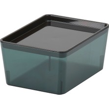 Kapaklı Kutu, Şeffaf Siyah, 13X18X8 cm