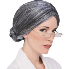 Bfs   Gri Renk Yaşlı Peruğu Takma Saç Anneanne Babaanne Yetişkin Çocuk Uyumlu