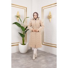 Aslım Kadın Büyük Beden Nova Kumaş Kapüşonlu Mont