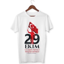 29 Ekim Cumhuriyet Bayramı Tişört 29 Ekim T-Shirt 102. Yıl Unisex Çocuk Yetişkin Beyaz Tişört