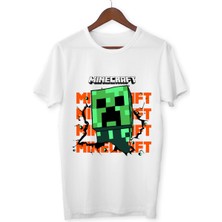 Mınecraft Çocuk Yetişkin Beyaz T-Shirt Unisex Çocuk Tişört
