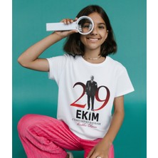 29 Ekim Cumhuriyet Bayramı Tişört 29 Ekim T-Shirt 102. Yıl Unisex Çocuk Yetişkin Beyaz Tişört