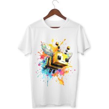 Mınecraft Çocuk Yetişkin Beyaz T-Shirt Unisex Çocuk Tişört