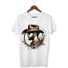 Kovboy Baskılı Tişört Çocuk Tişört Kovboy Unisex Yetişkin Tişört