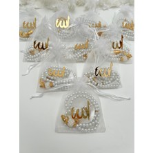 Lena Gift Workshop Hediyelik Lafızlı Kesede Inci Tesbih ( 10 Adet ) ( Mevlid - Hac - Umre -Bohça)