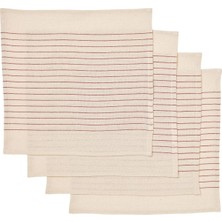 Hobiurun Kumaş peçete, şerit deseni kırmızı-natürel, 30x30 cm, 4 adet