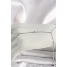 Bfs Pirinç Gümüş Renk Su Yolu Zirkon Taşlı Mavi Taş Detaylı Kadın Şahmeran