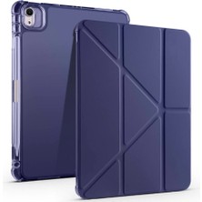 iPad Air 11 2025 M3 Kılıf Lckc Tri Folding Kalem Bölmeli Standlı Kılıf - Lacivert