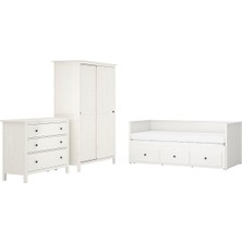 Yatak Odası Takımı, Beyaz Vernik, 80X200 Cm, 3'lü Set