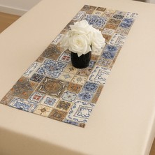Etnik Desenli Runner, Duck Kumaş Runner, Su ve Leke Itici | Dayanıklı, Modern Tasarım 40X150 cm
