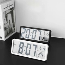 Fortico Duvar Saati Dijital LCD Ekran 20X8CM Dijital Duvar Saati USB Pilli Zaman Sıcaklık Tarih