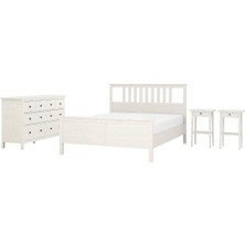 Yatak Odası Takımı, Beyaz Vernik, 180X200 Cm, 4'lü Set