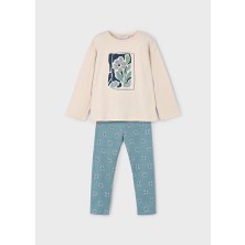 Mayoral Kız Çocuk 2\'li Takım (4-10 Yaş) – %100 Pamuk Baskılı Bluz ve Desenli Tayt
