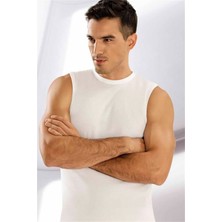 Namaldı Erkek 4'lü Beyaz Ribana Kolsuz Bisiklet Yaka Atlet