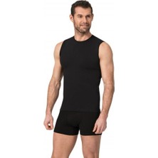 Namaldı Erkek 4'lü Siyah Bisiklet Yaka Premier Likralı Kolsuz Atlet Fanila