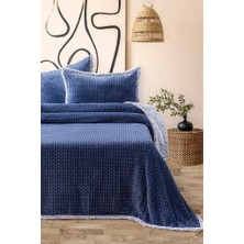 Vera All Day Pelüş Çift Kişilik Yatak Örtüsü Lacivert