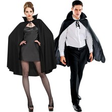 Bay Bayan Uyumlu Siyah Yakalı Pelerin