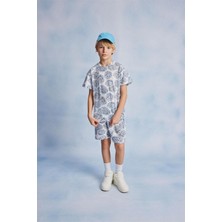 Luess Erkek Çocuk Yaprak Baskılı Alt Üst Pijama Takım