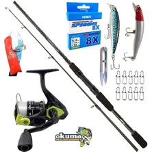 Okuma Fın Chaser 4000 270CM 10-35GR Remixon Red Zoom Rapala Maket Balık Spin Olta Takımı Seti