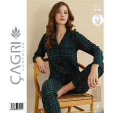 Çağrı Kadın Kışlık Süet Uzun Kollu Önü Düğmeli Pijama Takımı