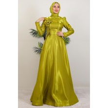 Rüya Organze Abiye Yağ Yeşil