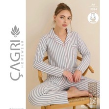 Çağrı Kadın Kışlık Süet Uzun Kollu Önü Düğmeli Pijama Takımı