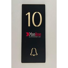 Zil Butonlu Düğmeli Kapı ve Daire Numarası Firma Logolu Siyah Gold  Pleksi Özel Tasarım Şık Dizayn