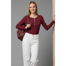 Çıtçıt Detaylı Bluz Bordo T4343