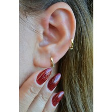 Sacce Scarves & Accessories 14K Altın Kaplama Zirkon Taşlı Mini Halka Küpe – 8 mm Hipoalerjenik