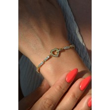 Sacce Scarves & Accessories Kalp Zirkon Bileklik Sevgiliye Hediyelik Kararmaz Bileklik Aşk Sembollü