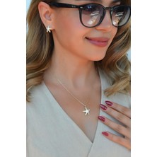 Sacce Scarves & Accessories Zirkon Deniz Yıldızı Kolye Küpe Takımı – 14K Gold Kaplama