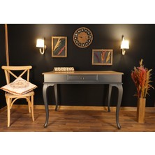 Wooding Mobilya 100 cm Çekmeceli Masif Antrasit Naturel Çalışma Masası