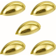 Çanak Kulp 5 Adet 64 mm Gold Altın Metal Mobilya Çekmece Dolap Kapak Kulpu Modern Mutfak Kulpları