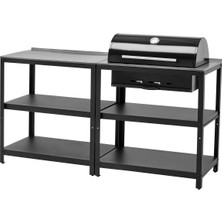 Kömürlü Barbekü, Paslanmaz Çelik-Siyah, 172X61 cm