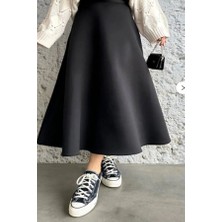 Grey Moda Scuba Kloş Etek