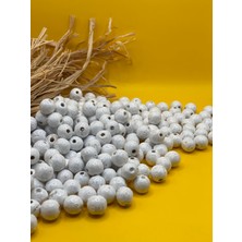 10 mm Ham Ahşap Boncuk (50 Gram 110 Adet) Dar Delik Çapı 2 mm Makrome Çanta Bileklik Takı Renkli