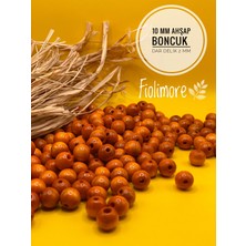 10 mm Ham Ahşap Boncuk (50 Gram 110 Adet) Dar Delik Çapı 2 mm Makrome Çanta Bileklik Takı Renkli