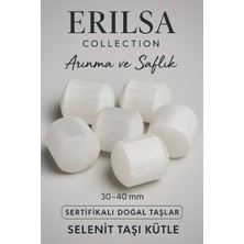 Tesbih Atölyesi Sertifikalı Tamburlanmış Gerçek Selenit Taşı Kütle Parça (30-35 mm) – Arınma ve Huzur Taşı