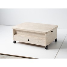 Mutlu Alışveriş Merkezi Akıllı Sehpa 5 Kademeli Sihirli Sehpa Fonksiyonel Orta Sehpa Açılabilr Sehpa Tekerlekli MASA106  60  x  90 Beyaz Mermer