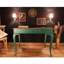 Wooding Mobilya 100 cm Çekmeceli Masif Yeşil Naturel Çalışma Masası