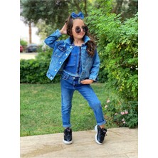 Kız Çocuk Kot Pantolon / Kot Ceket / Kot Bluz 3'lü Takım