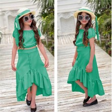 Kız Çocuk Bluz / Etek / Şapka 3'lü Kombin