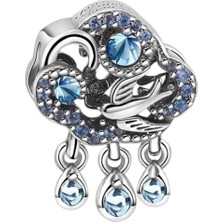 Bulut, Yağmur Damlaları ve Kırlangıç Charm | 925 Ayar Gümüş