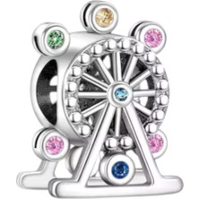 Rengarenk Dönme Dolap Lunapark Charm | 925 Ayar Gümüş